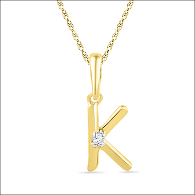 "18kt Gold Alphabet K Diamond Pendent  - PF015231 - Click here to View more details about this Product